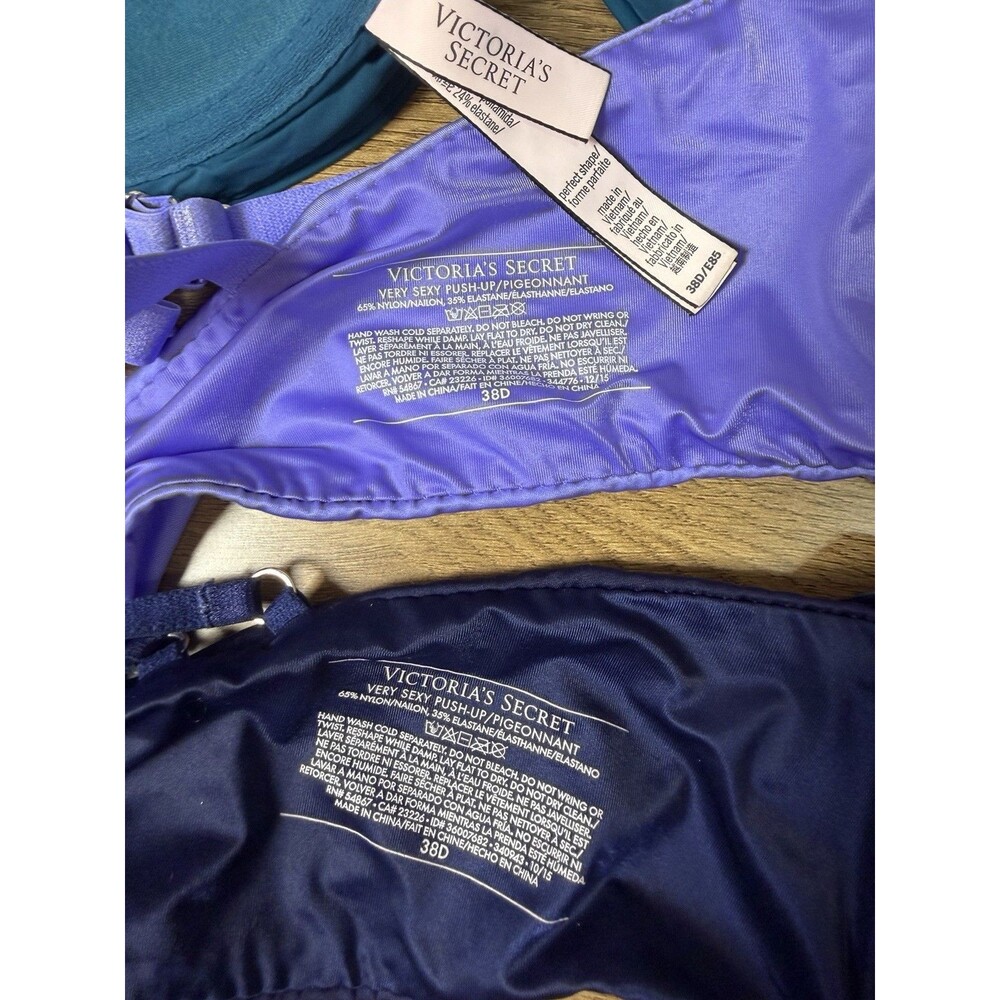 Victoria’s Secret 38D 3 Pc Bra Lot Turquoise/ Purple / Navy - Picture 5 of 7